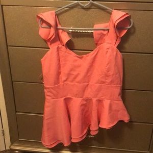 Fashion Nova- with love ruffle top coral